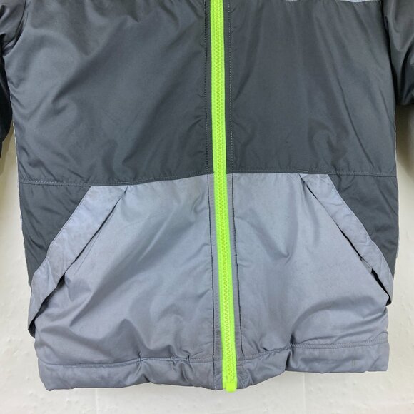 The North Face Boys sz 6 Reversible Hooded Jacket Fall Winter Logo Gray - Picture 3 of 9